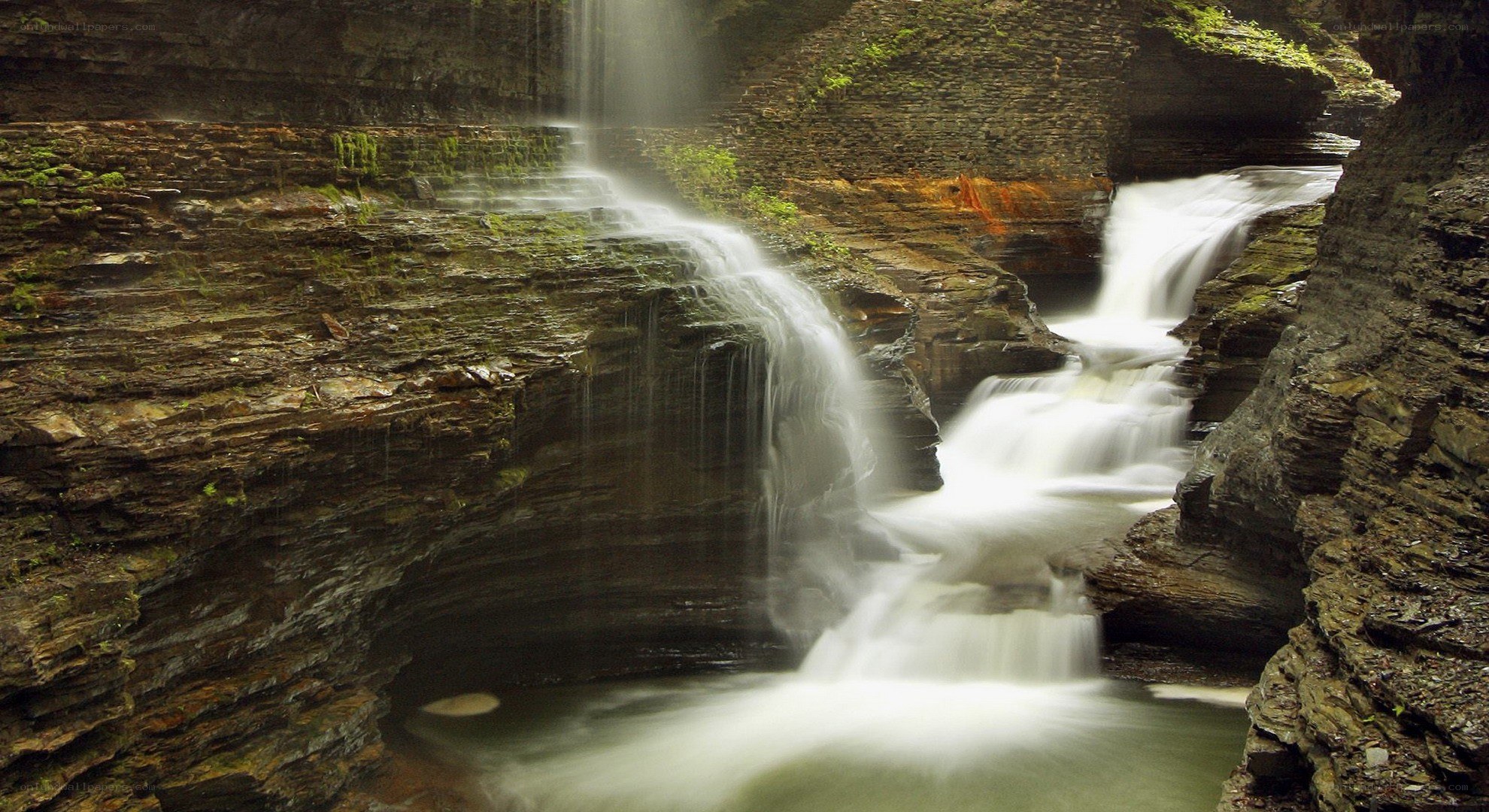 Waterfall in a rocky canyon