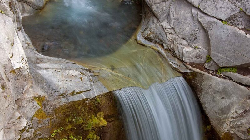 Waterfall in a rocky canyon