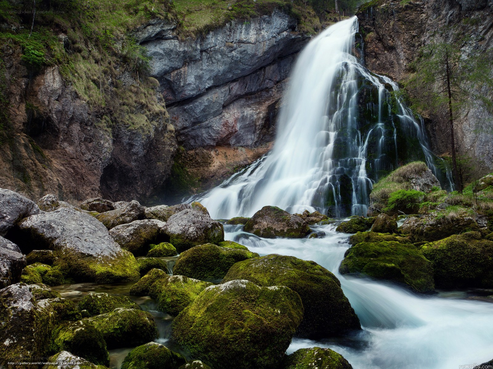 Waterfall in a rocky canyon