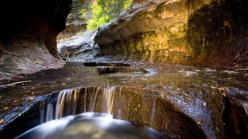 Waterfall in a rocky canyon