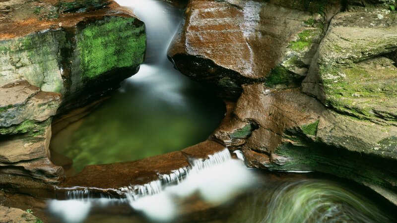 Waterfall in a rocky canyon