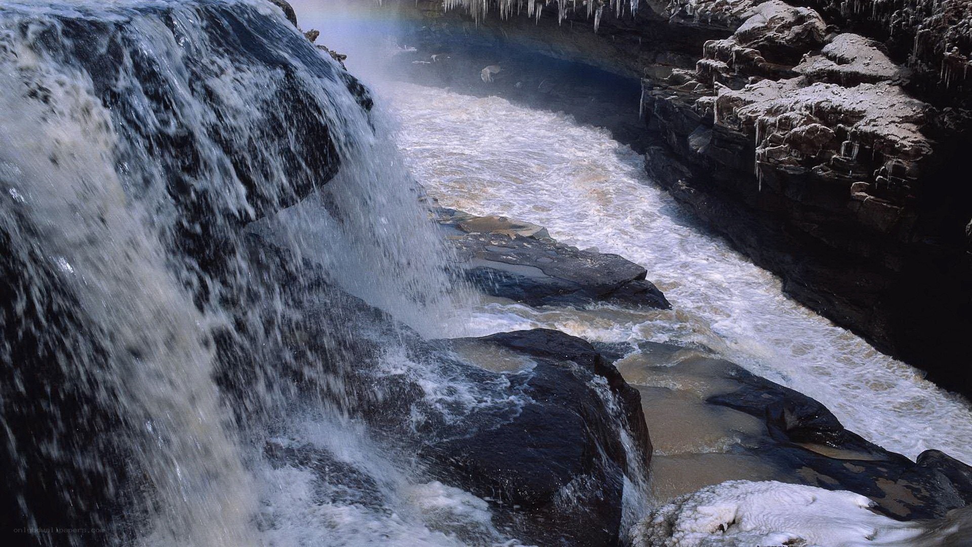 Waterfall in a rocky canyon