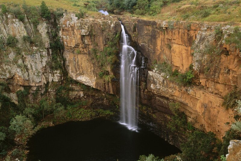 Waterfall in a rocky canyon
