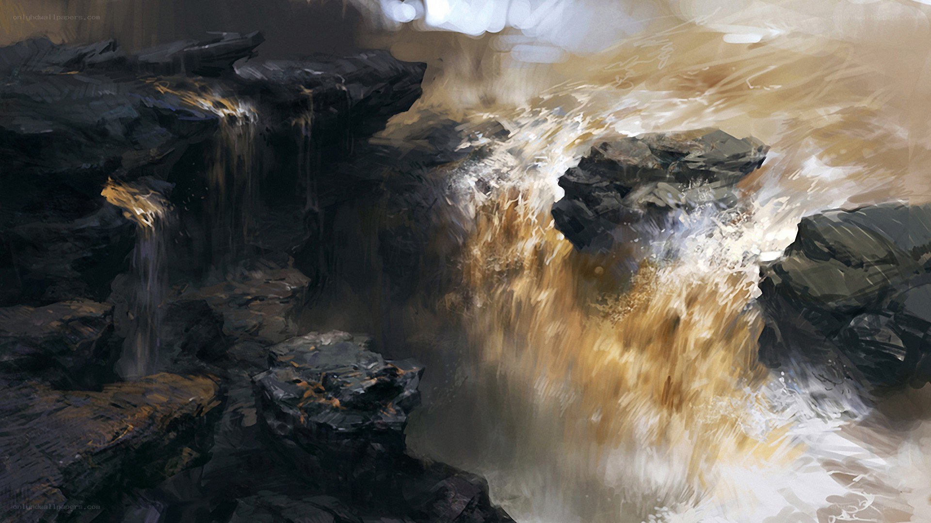 Waterfall in a rocky canyon
