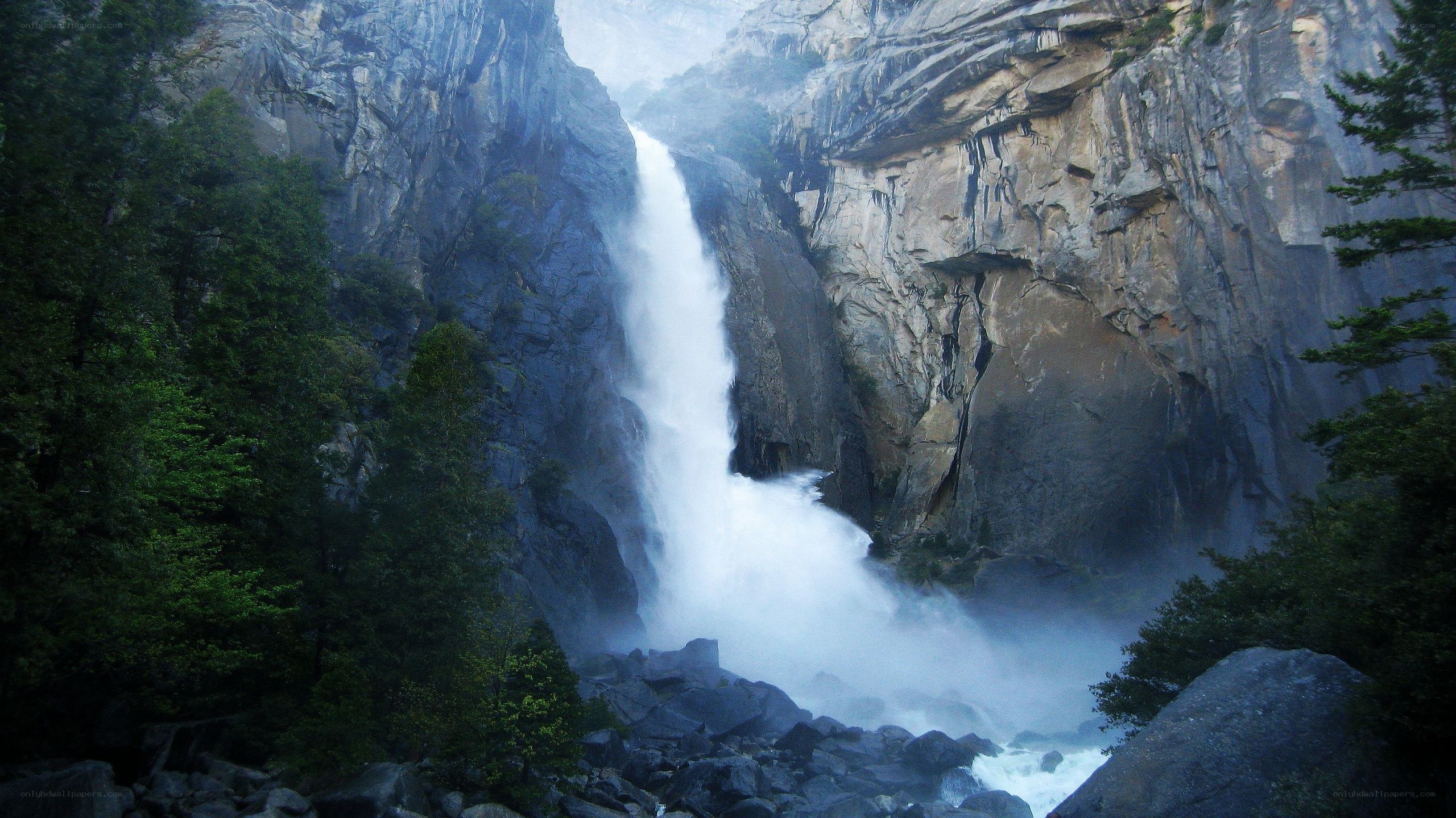 Waterfall in a rocky canyon
