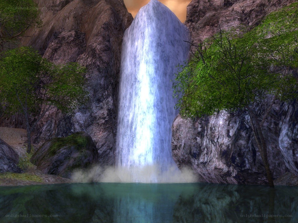 Waterfall in a rocky canyon