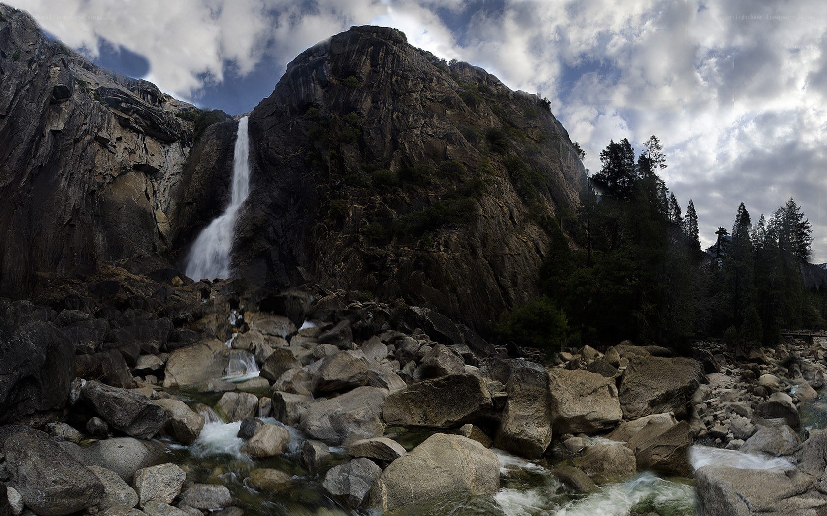Waterfall in a rocky canyon