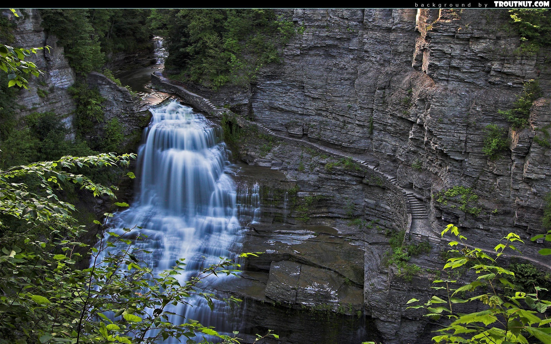 Waterfall in a rocky canyon
