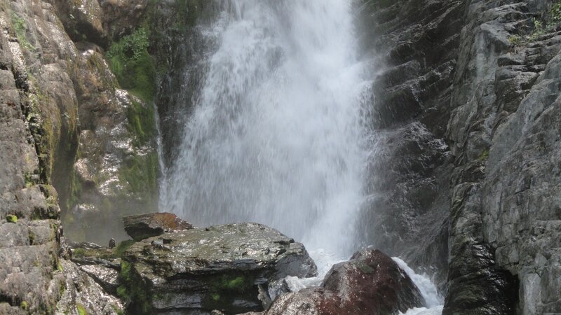 Waterfall in a rocky canyon