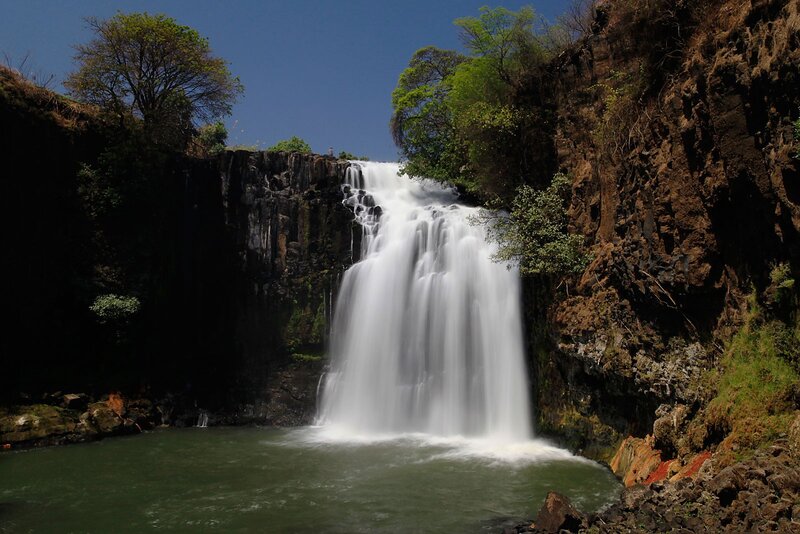 Waterfall in a rocky canyon