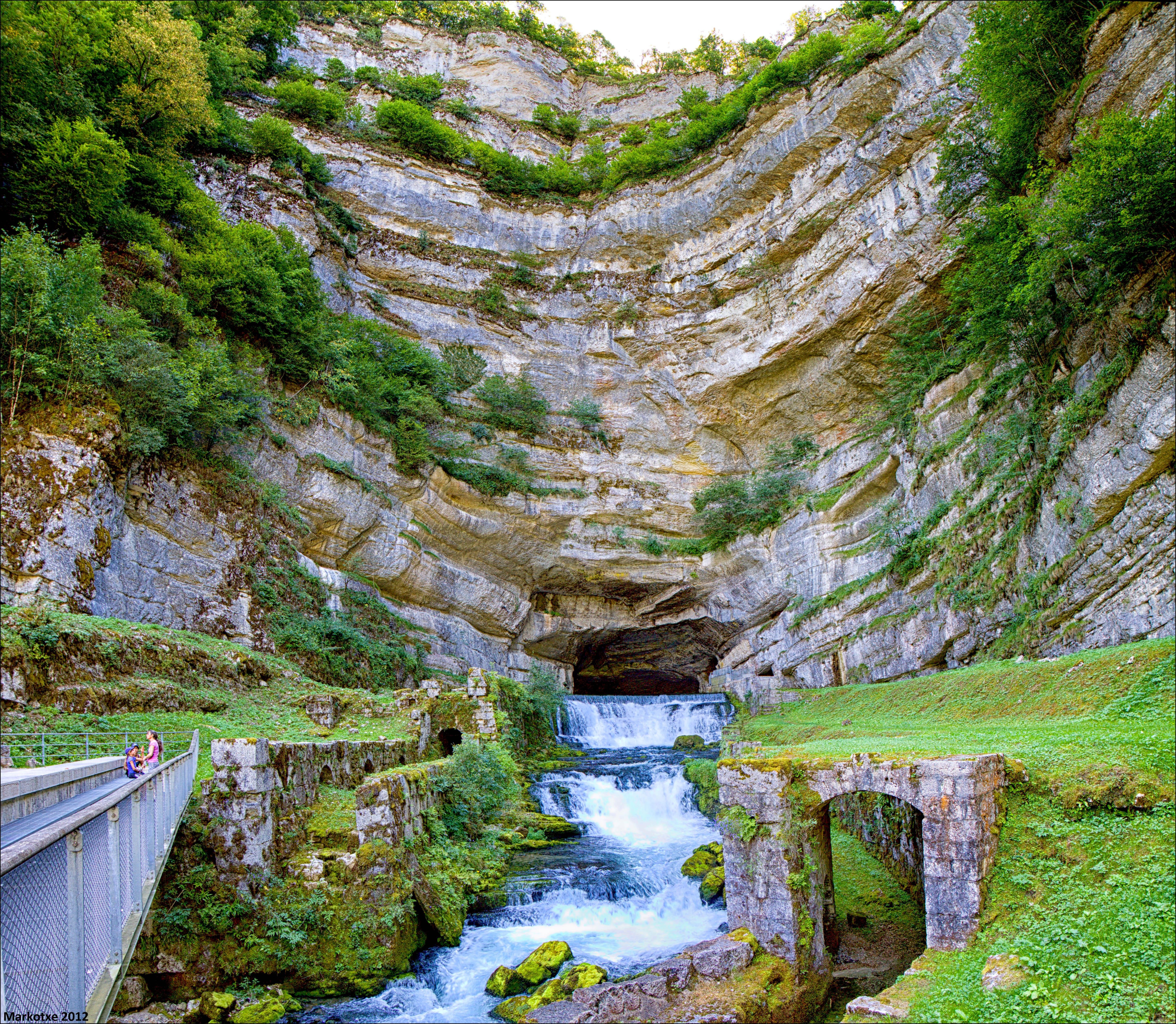 Waterfall in a rocky canyon