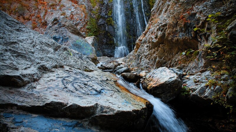 Waterfall in a rocky canyon