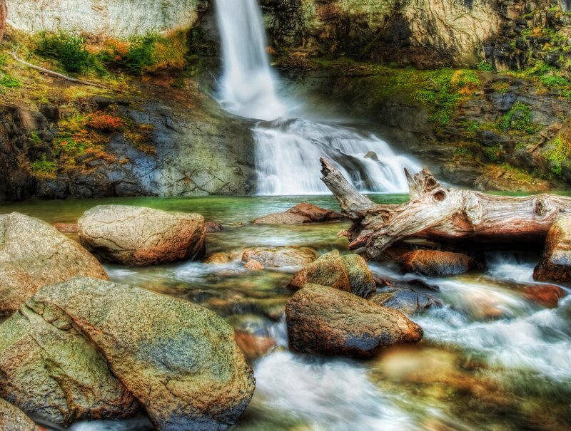 Waterfall in a rocky canyon