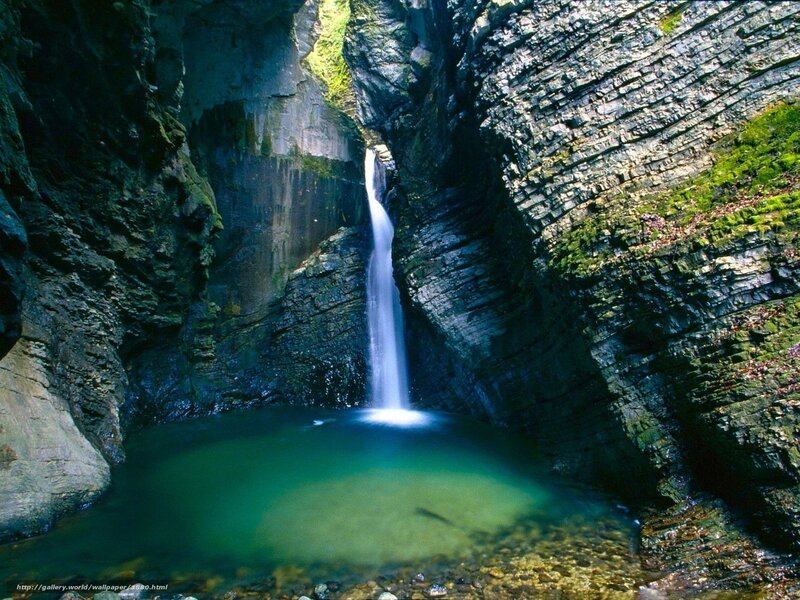 Waterfall in a rocky canyon
