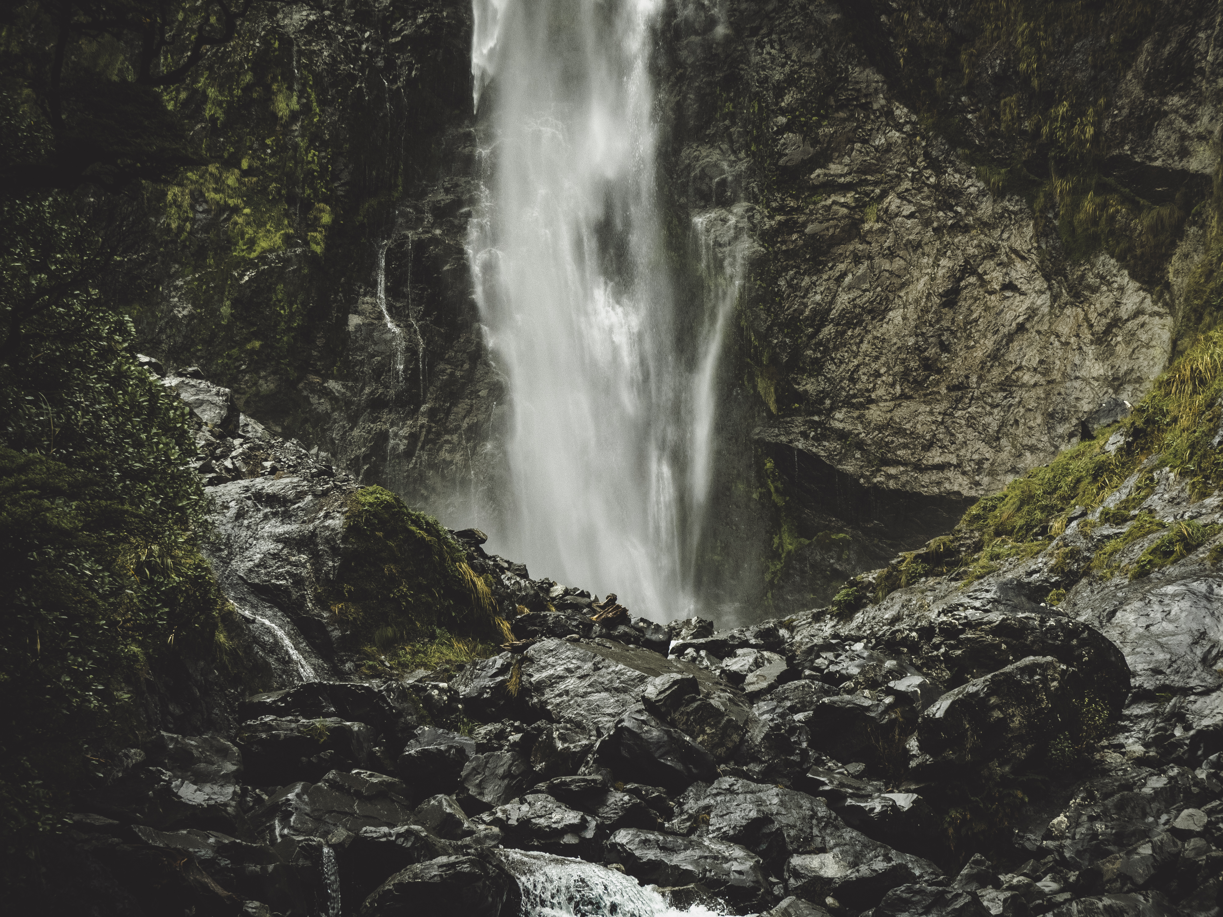 Waterfall in a rocky forest