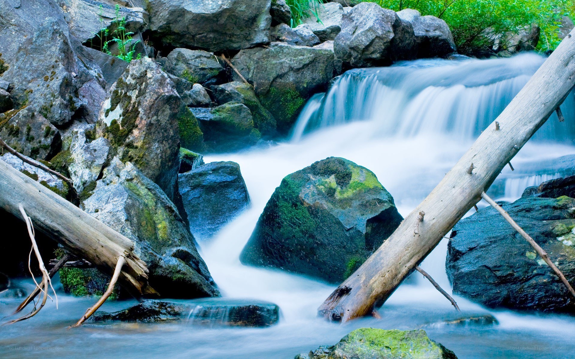 Waterfall in a rocky forest