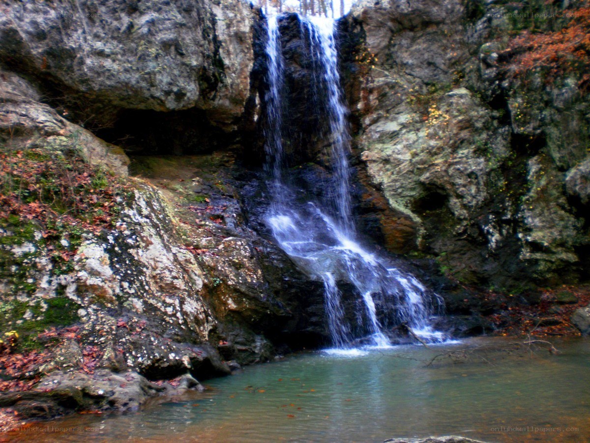 Waterfall in a rocky forest