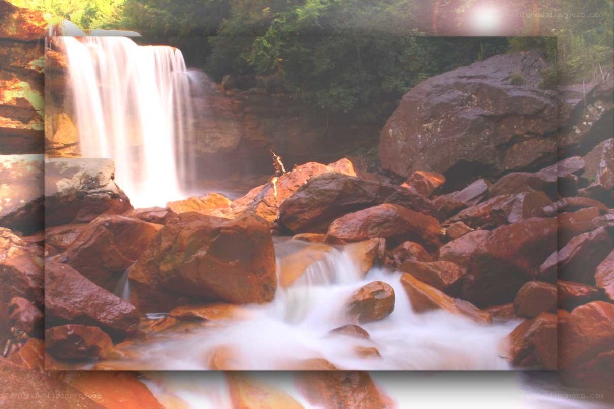 Waterfall in a rocky forest