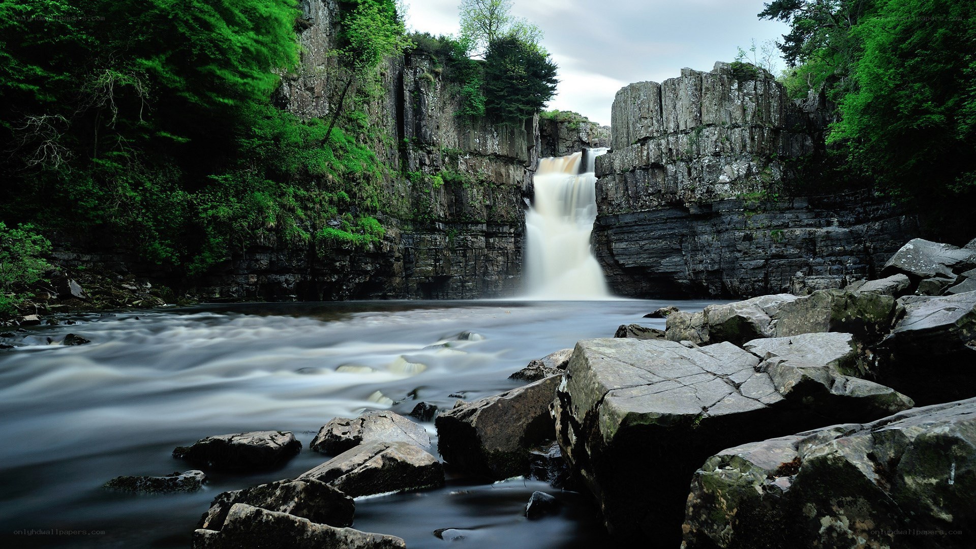 Waterfall in a rocky gorge