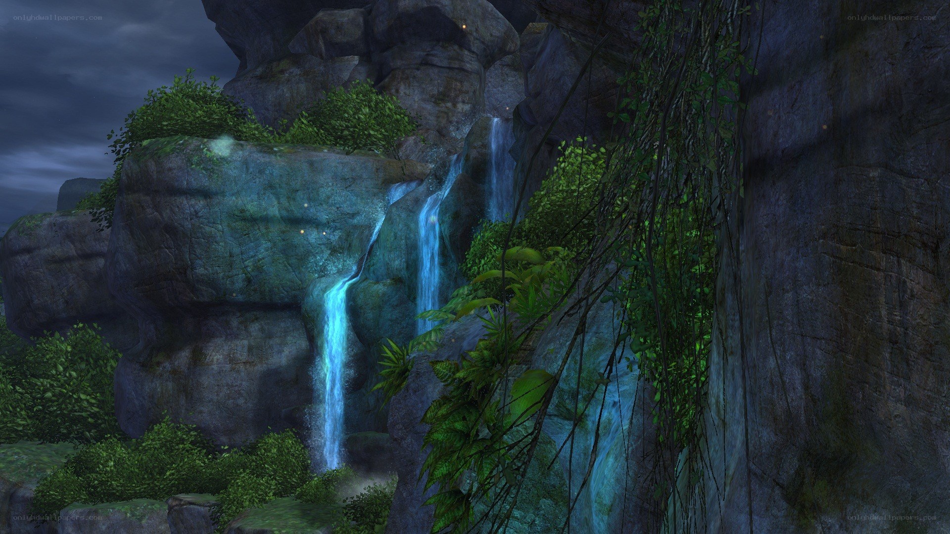 Waterfall in a rocky jungle