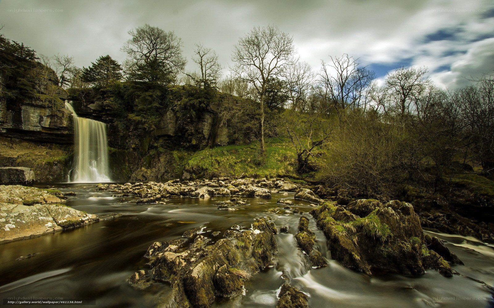 Waterfall in a rocky landscape
