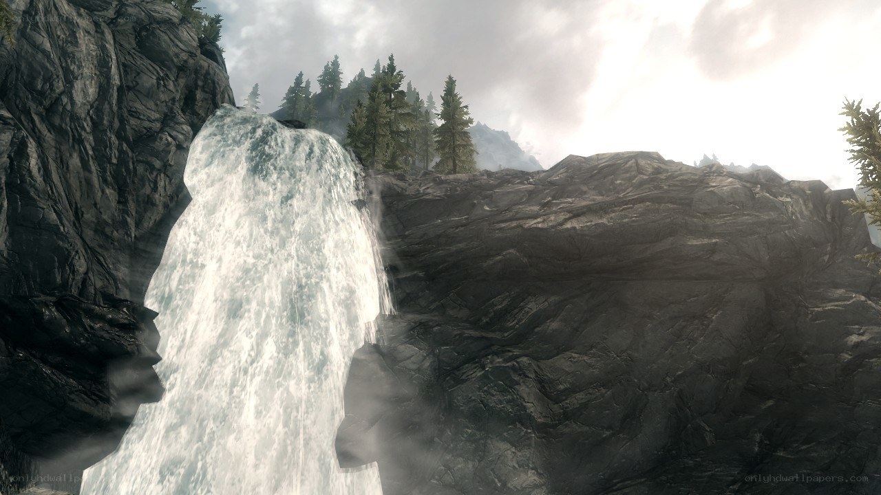 Waterfall in a rocky landscape