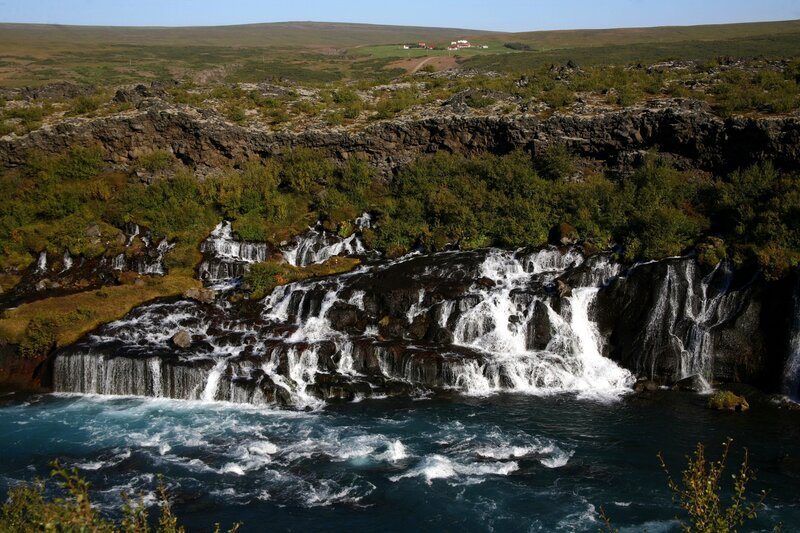 Waterfall in a rocky landscape