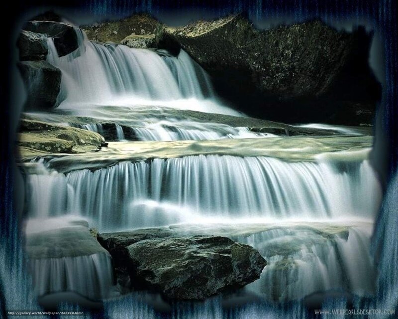 Waterfall in a rocky landscape