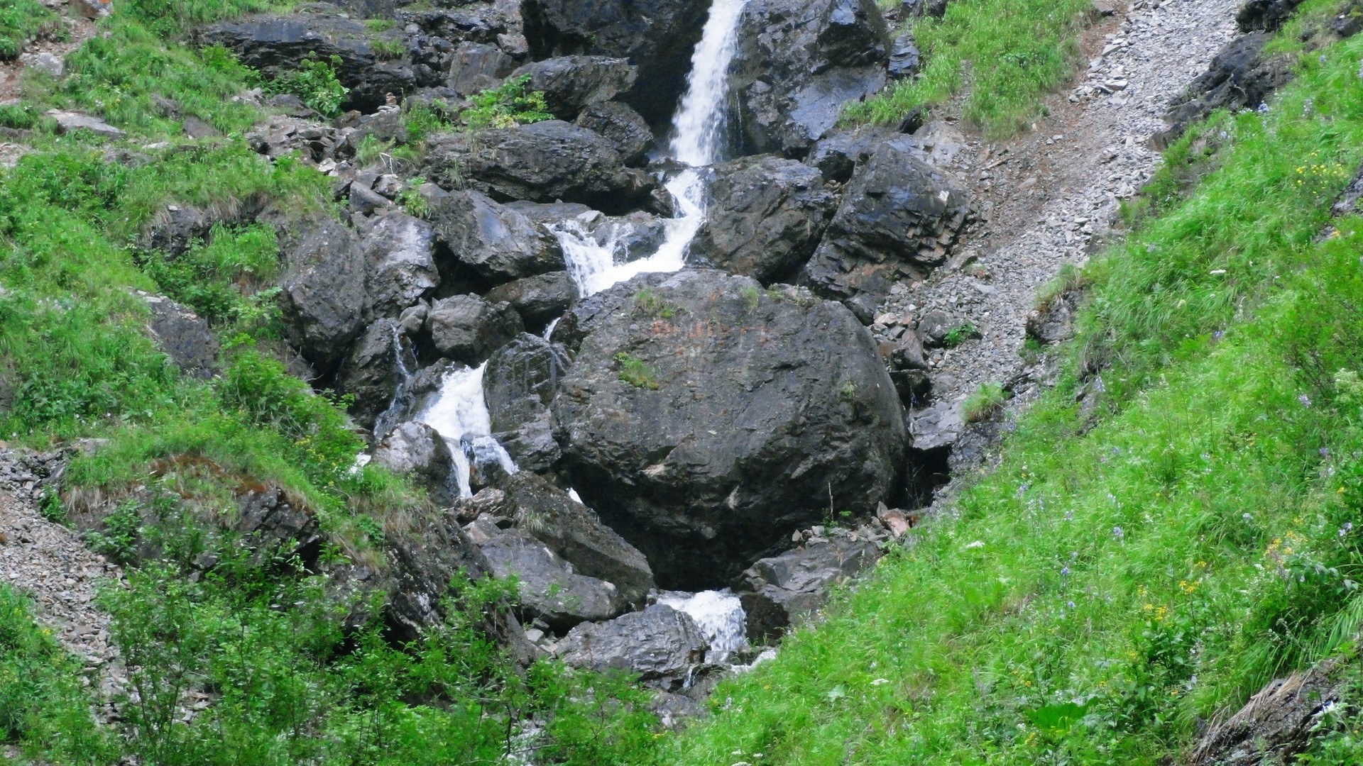 Waterfall in a rocky valley