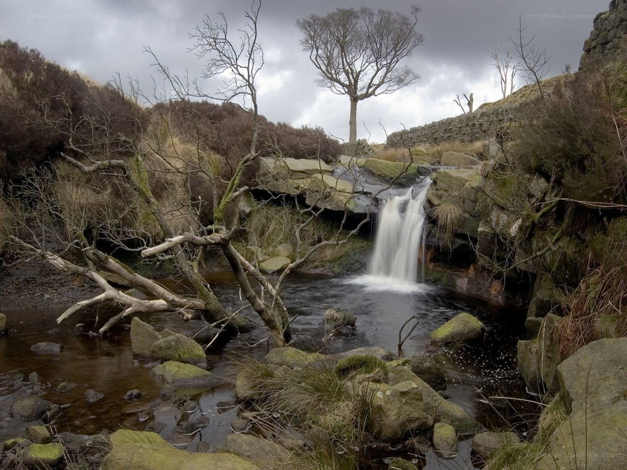 Waterfall in a rocky valley