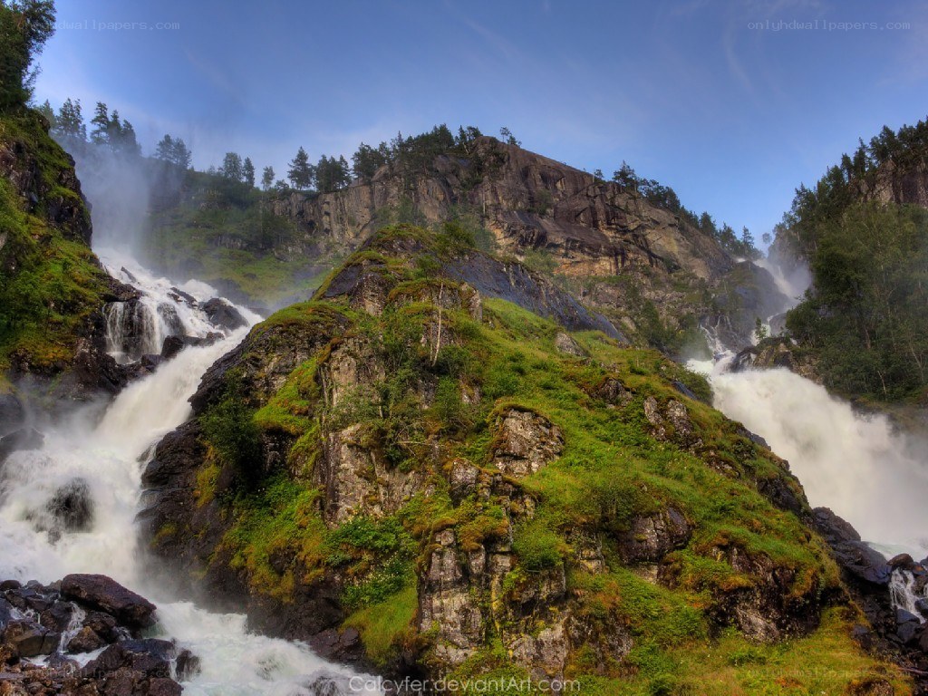 Waterfall in a rocky valley