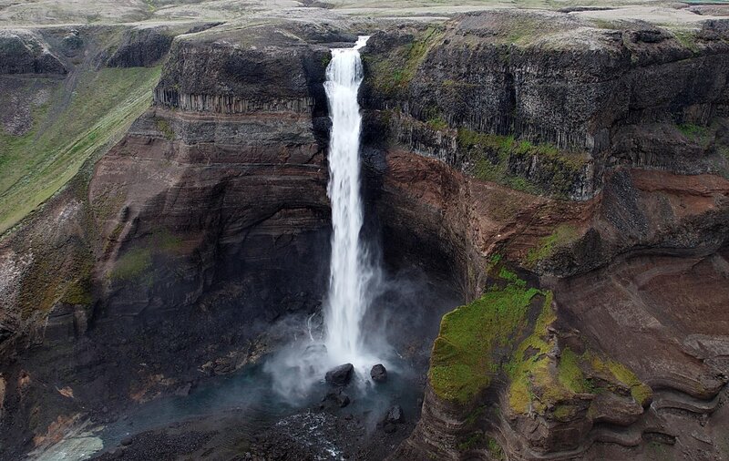 Waterfall in a rugged canyon