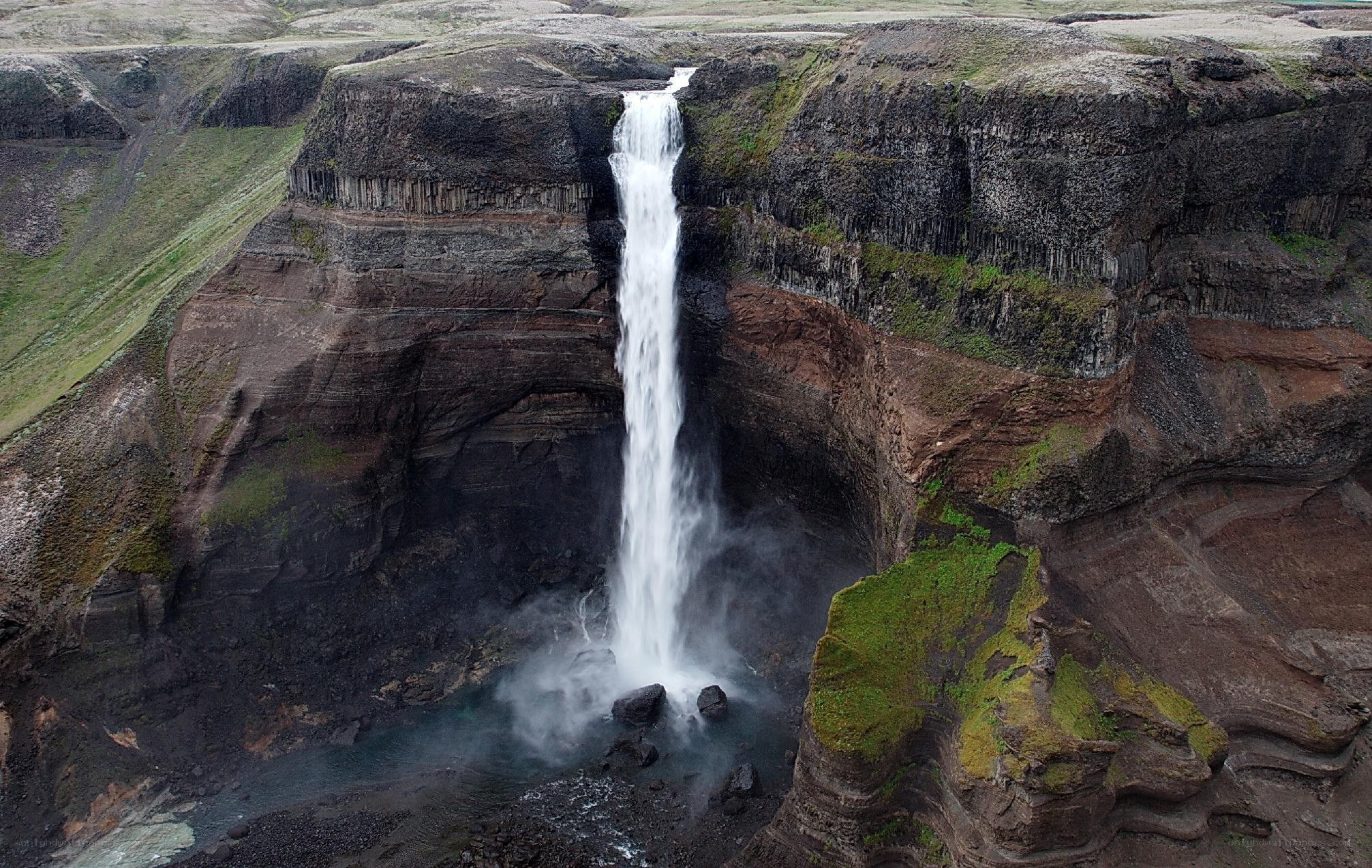 Waterfall in a rugged canyon