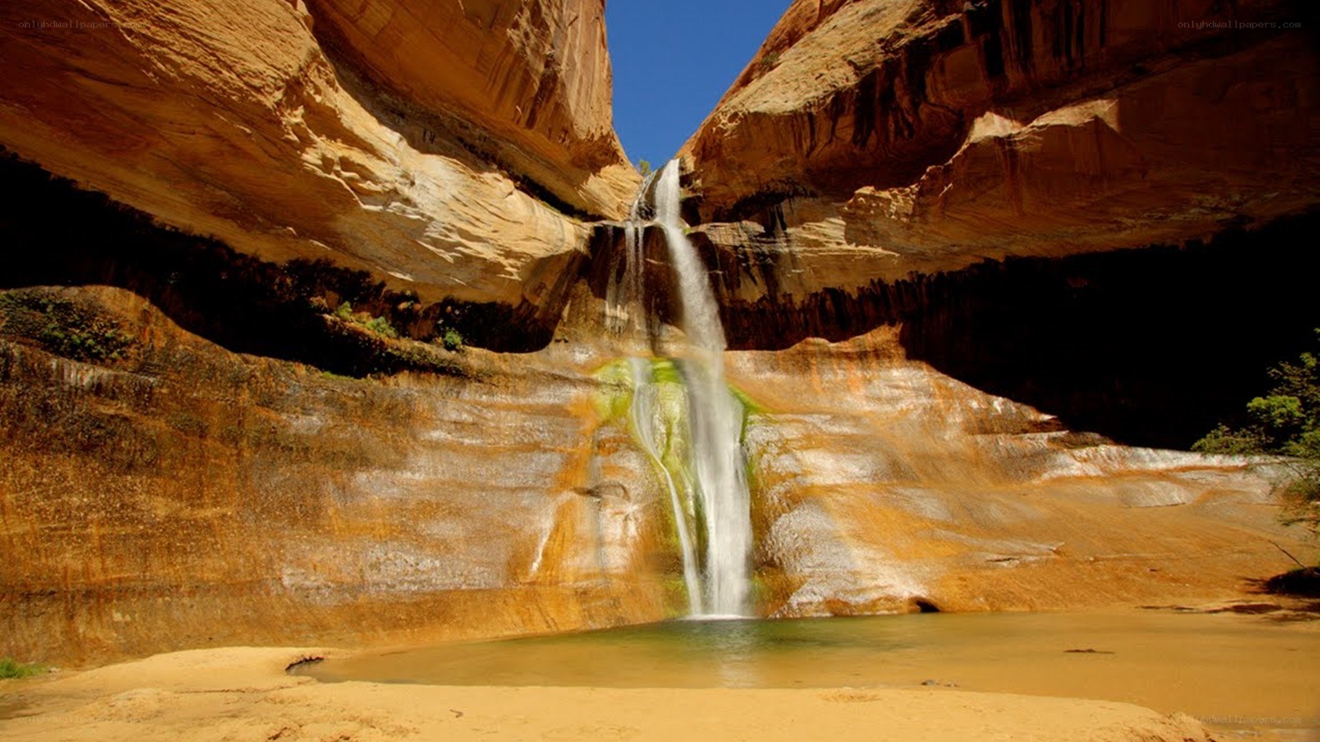 Waterfall in a sandstone canyon