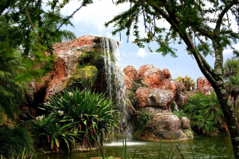 Waterfall in a tropical garden