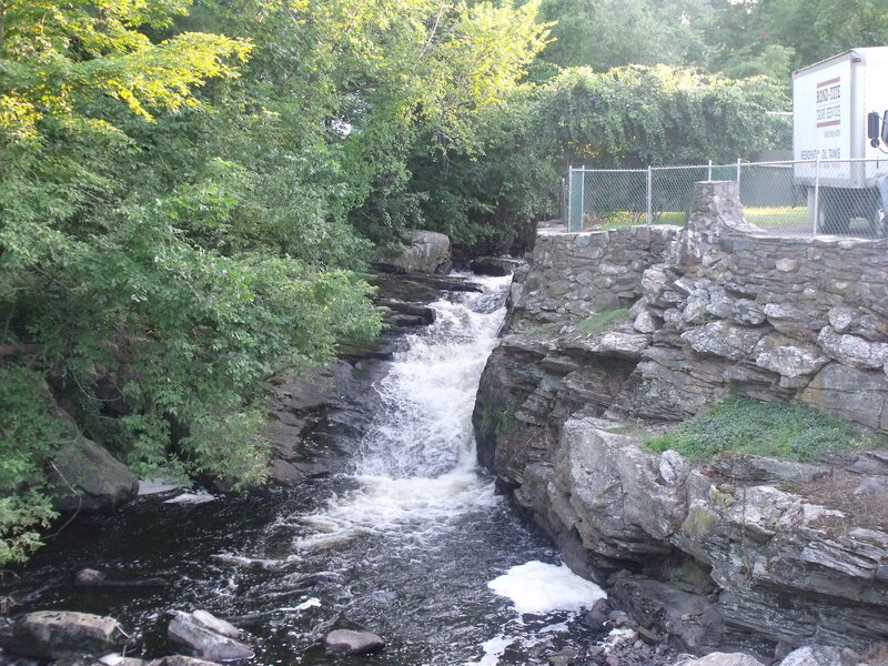 Waterfall in a wooded area