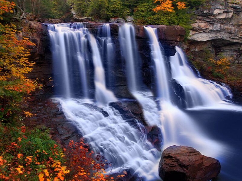 Waterfall in Autumn — Blue