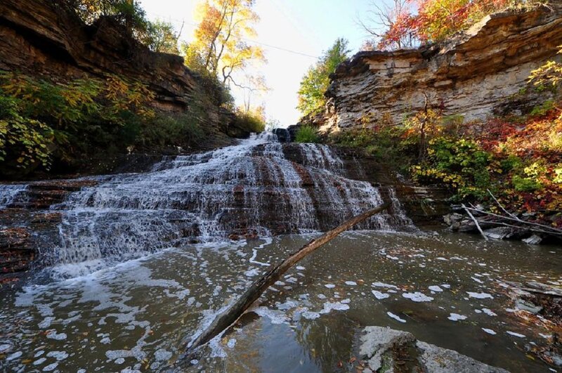 Waterfall in Autumn Canyon — Brown