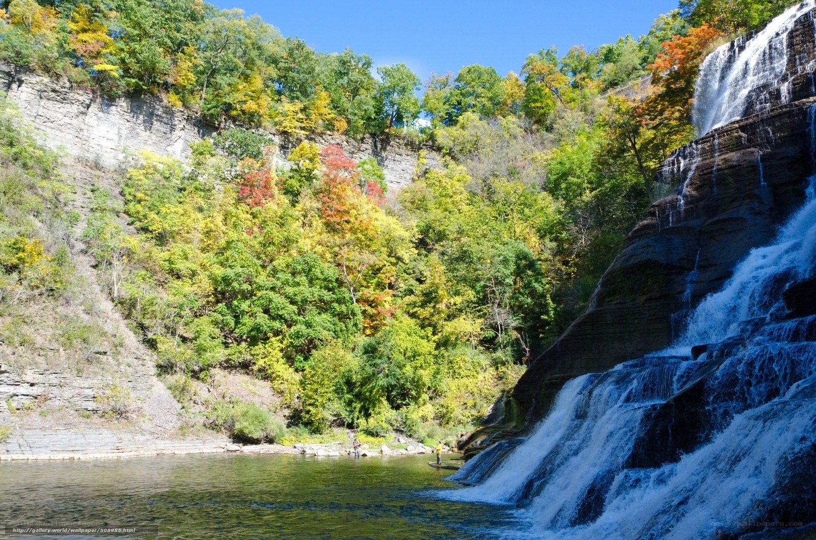 Waterfall in autumn foliage