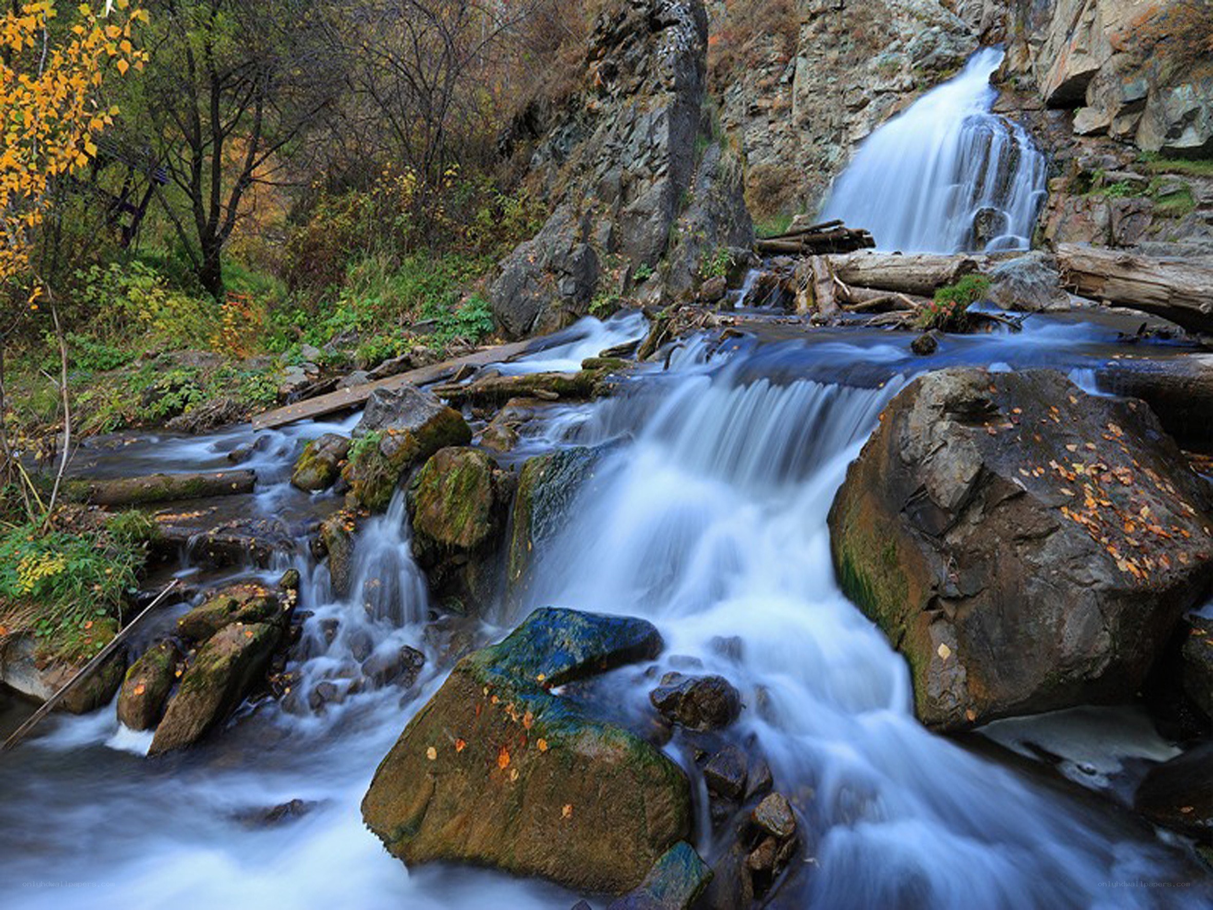 Waterfall in autumn forest