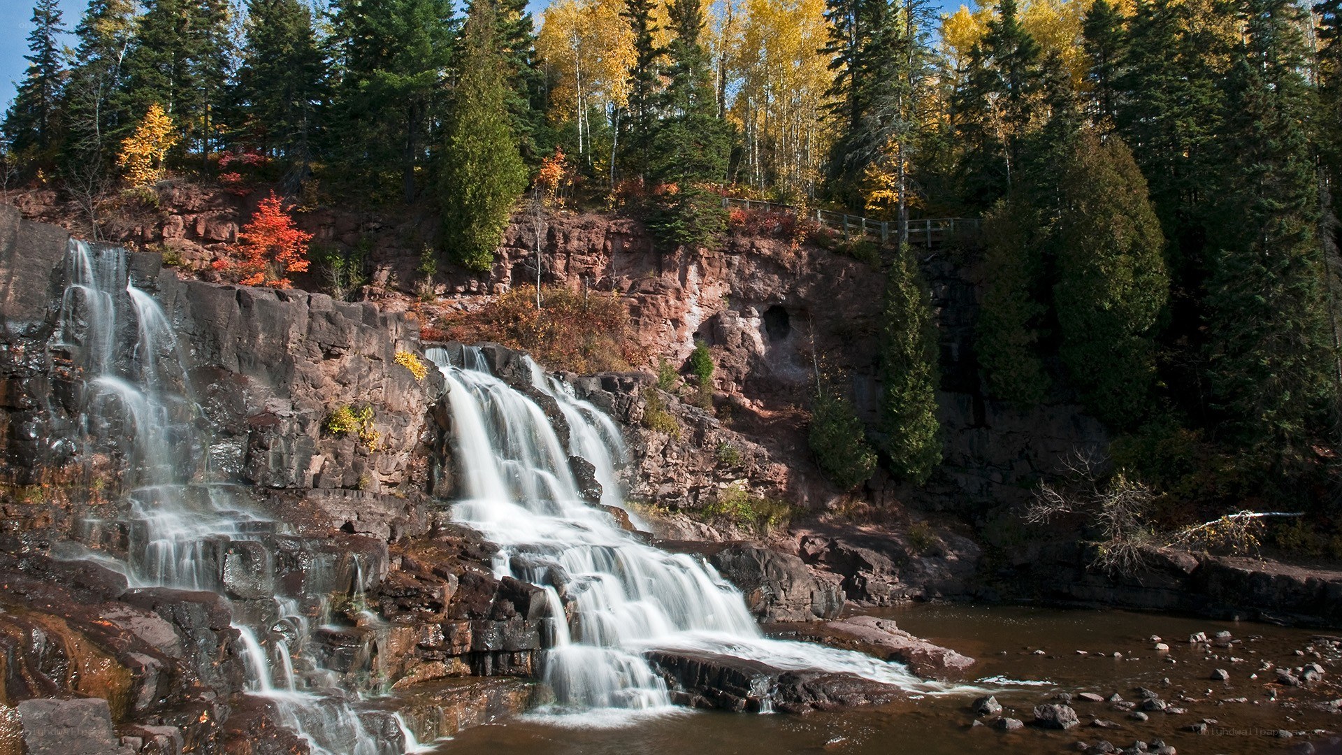 Waterfall in autumn forest