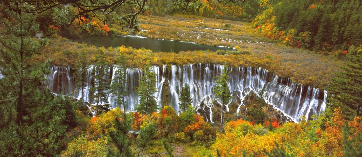 Waterfall in autumn forest