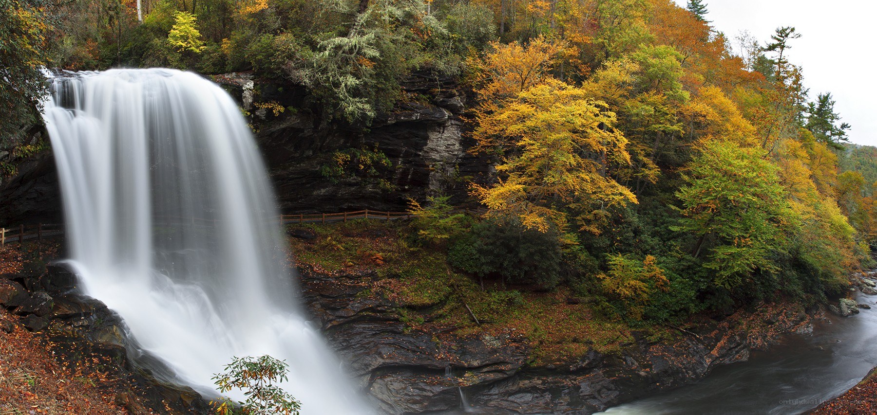 Waterfall in autumn forest