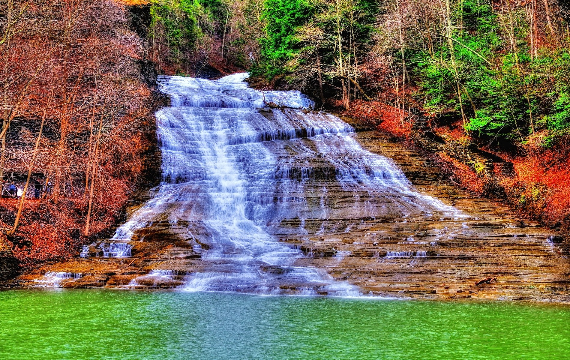 Waterfall in autumn forest