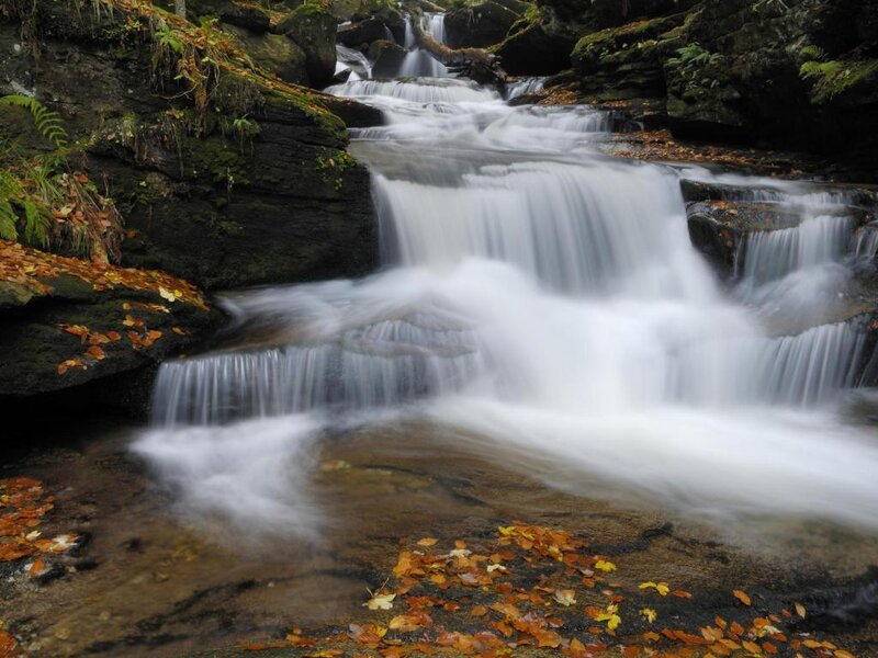 Waterfall in autumn forest