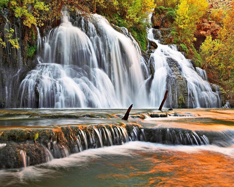 Waterfall in autumn forest
