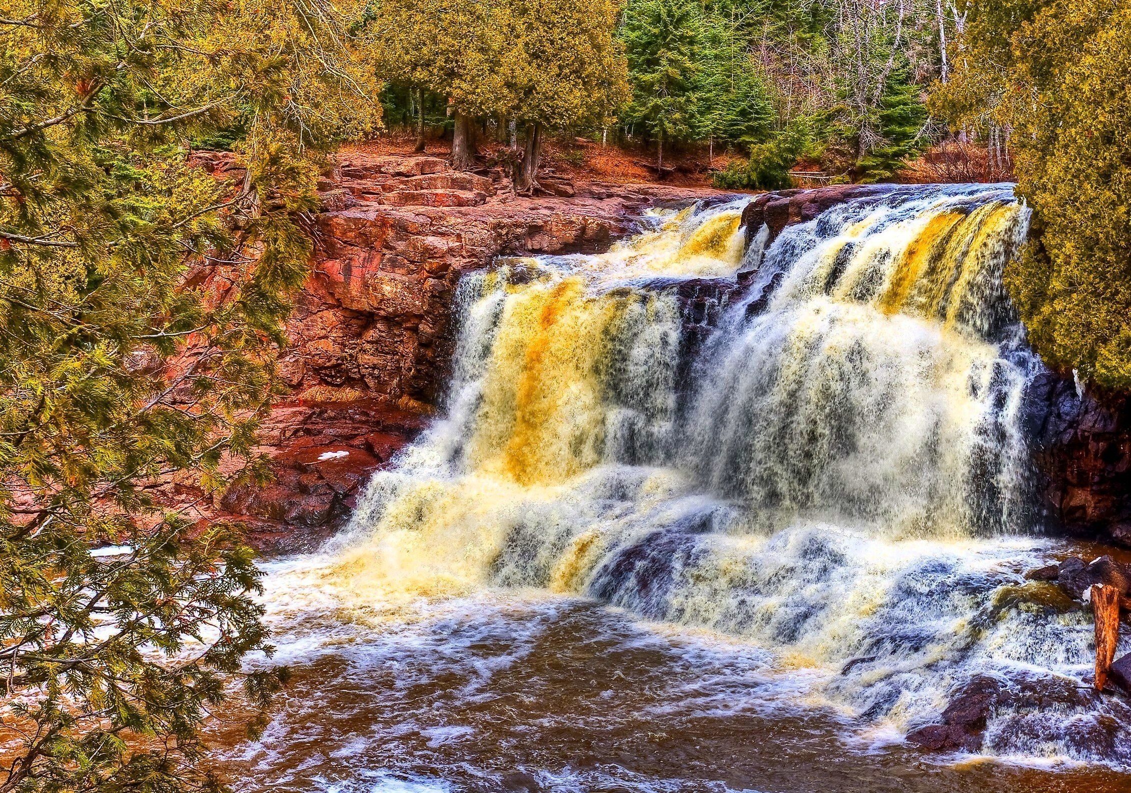Waterfall in autumn forest