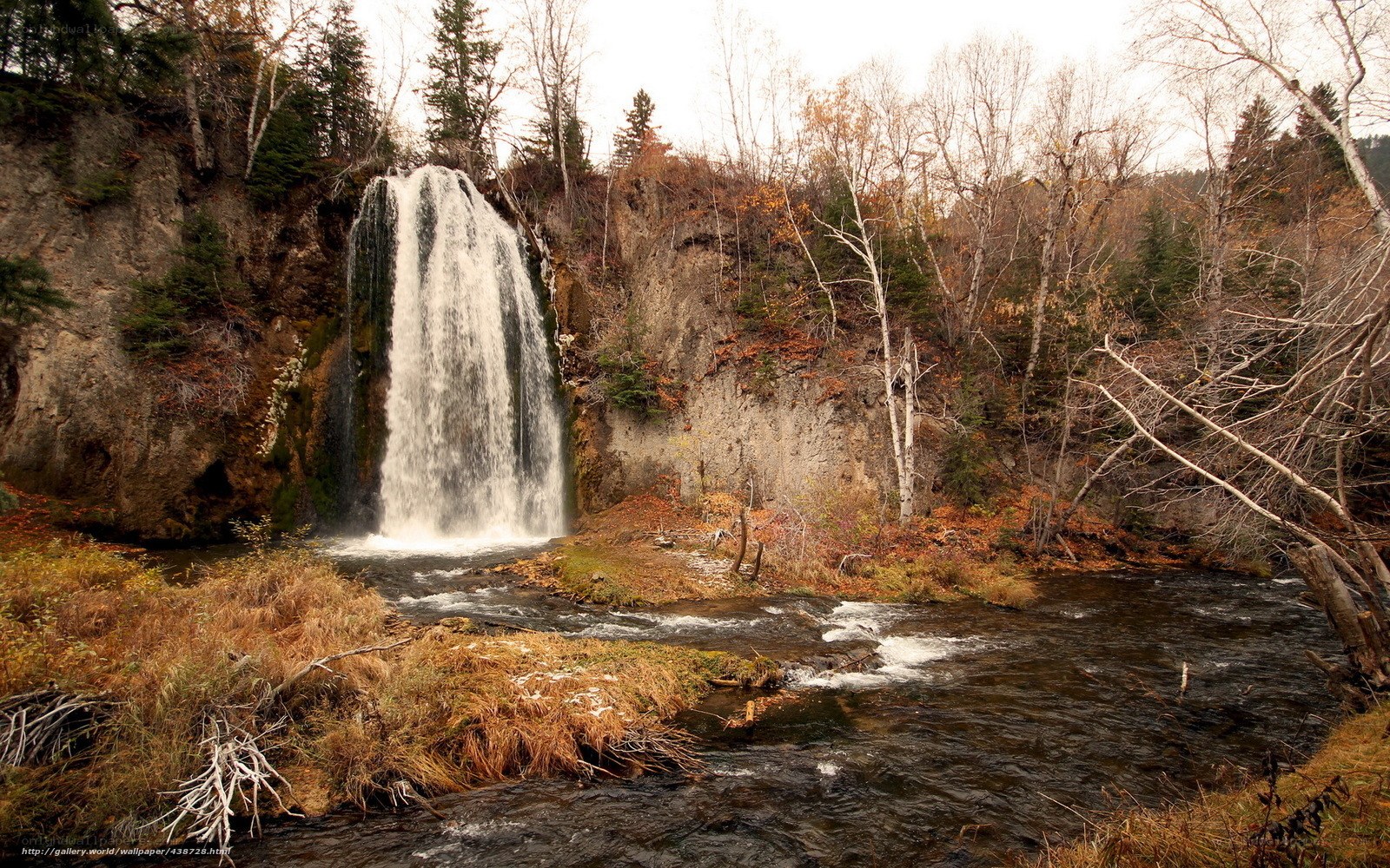 Waterfall in autumn forest