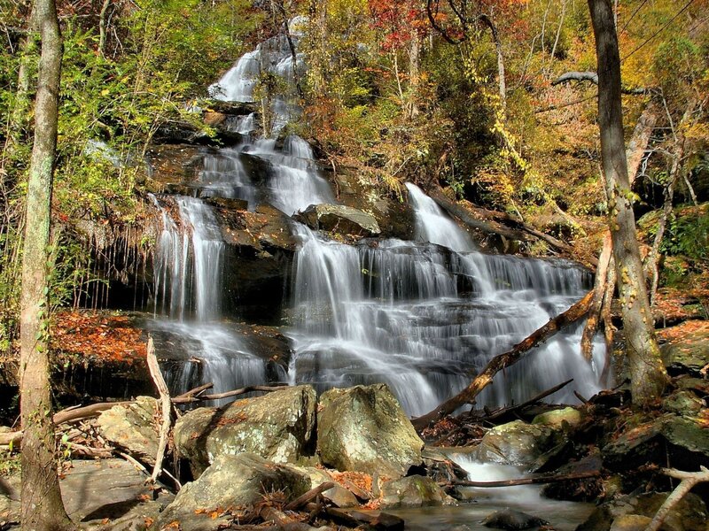 Waterfall in autumn forest