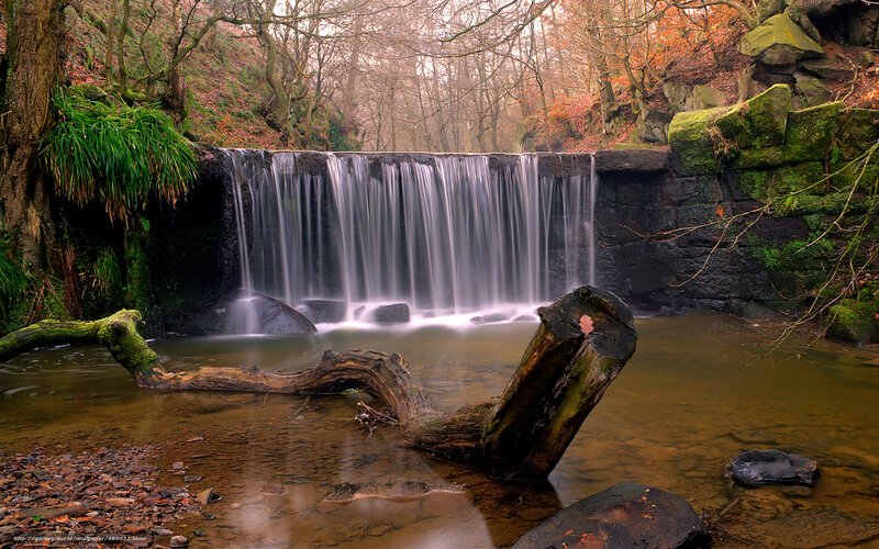 Waterfall in autumn forest